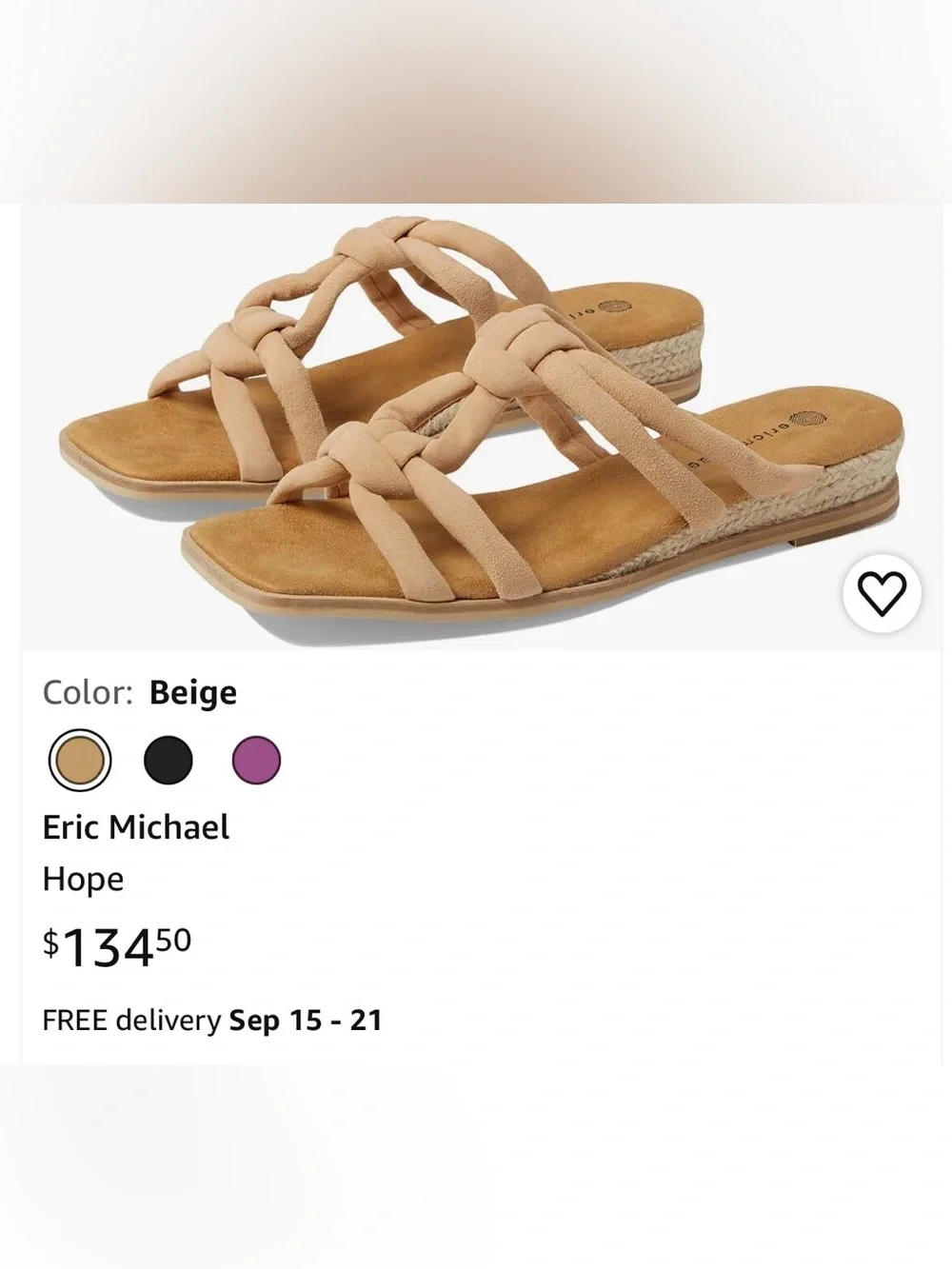 Eric Michael Braided Hope Slide Sandals in Beige size 7